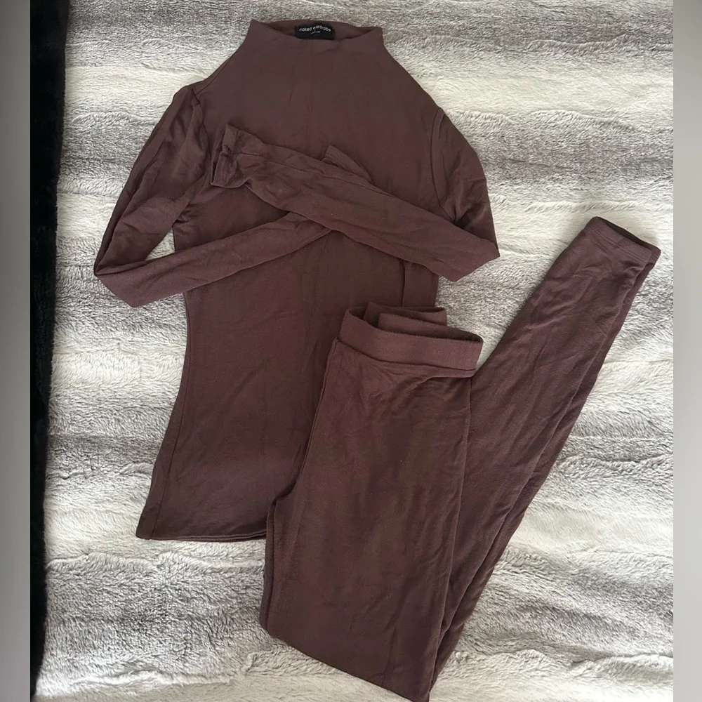 Naked Wardrobe Brown Leggings Set - Picture 1 of 1